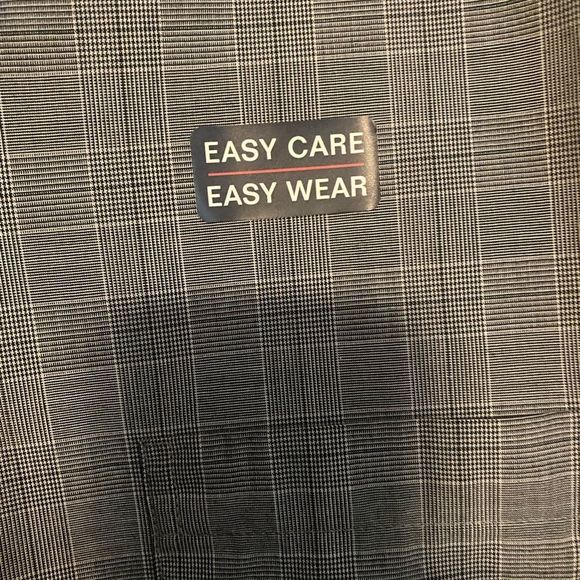 CHAPS Mens Mini Plaid Gray Black White Easy Care Button Down Long Slv Sz 2XL - Picture 7 of 16